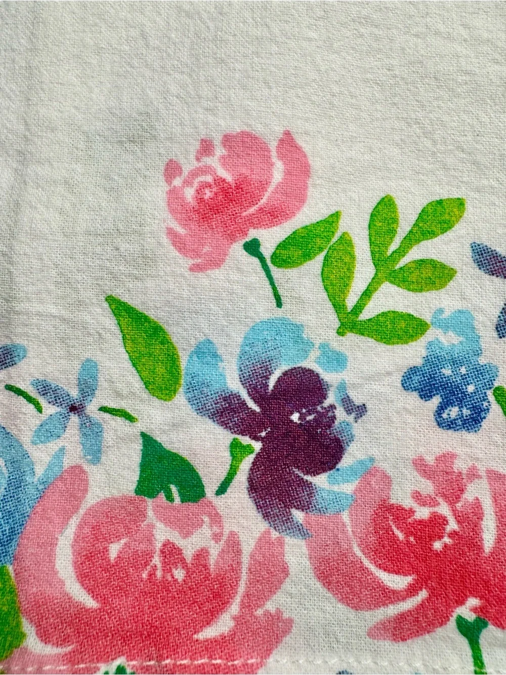 New Pink, Blue, Purple Flowers 100% Cotton Kitchen Towels Set of 2 - 24” x 15”